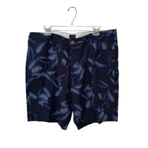 NWT J. Crew Linen Cotton Shorts Mens Navy Blue Floral Hawaiian Casual, Sz 38